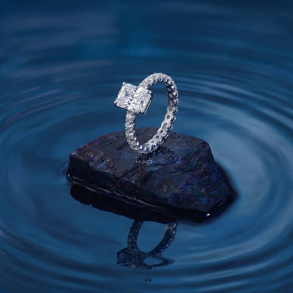 Radiant Cut Pave Style Engagement Ring