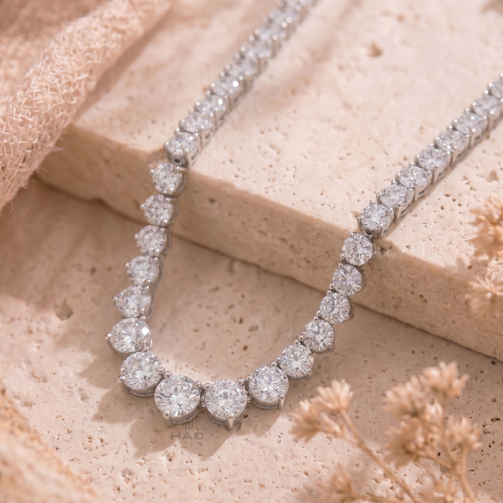 Lab Grown Diamond Round Shape Tennis Necklace