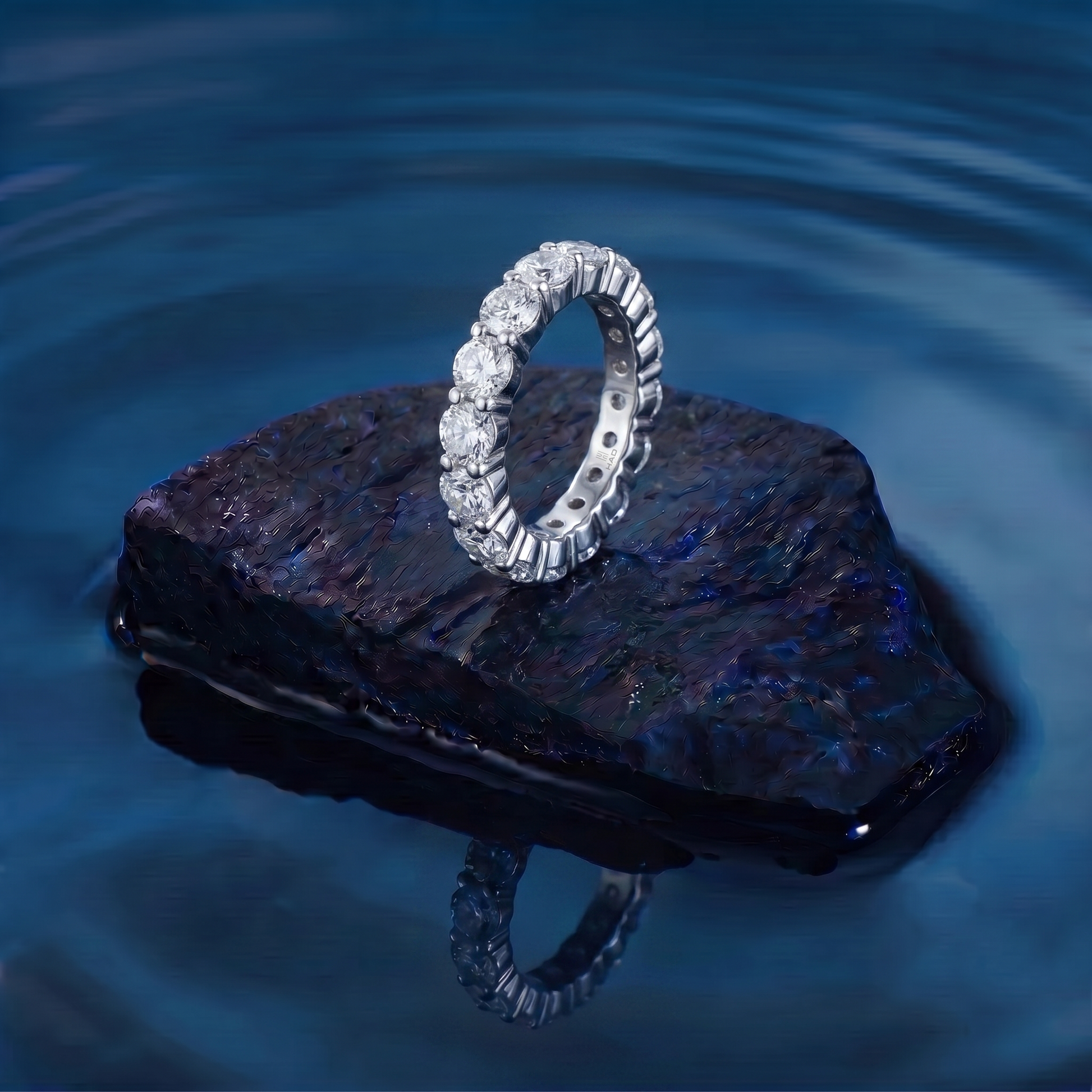 Round Cut Full Eternity Wedding Band