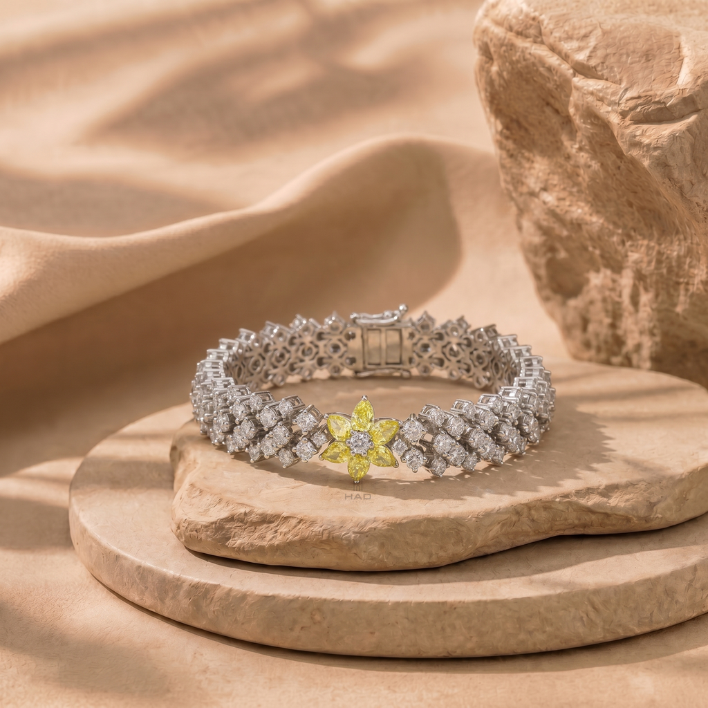 Round & Pear Cut Unique Style Bracelet