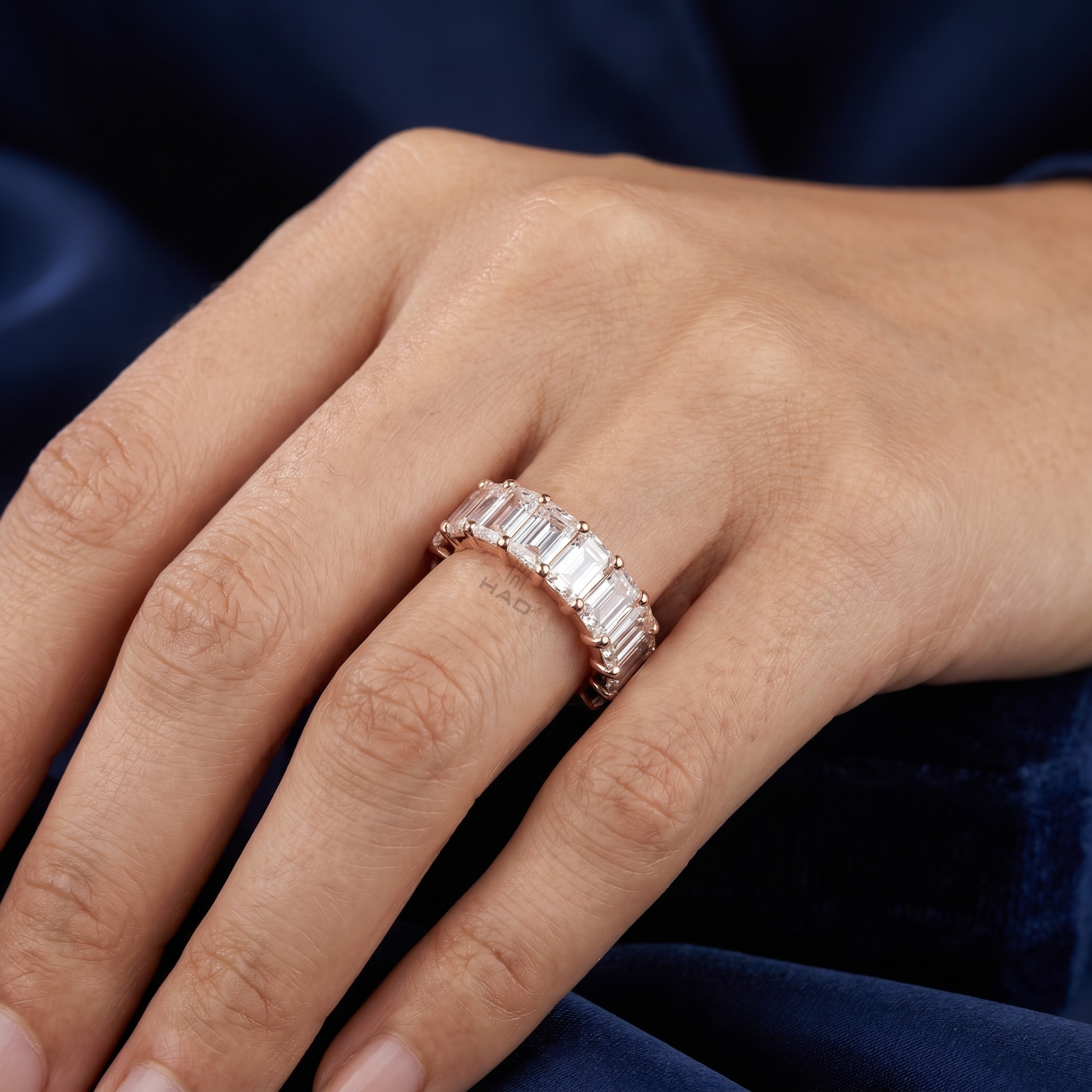 Emerald Cut Full Eternity Style Wedding Band