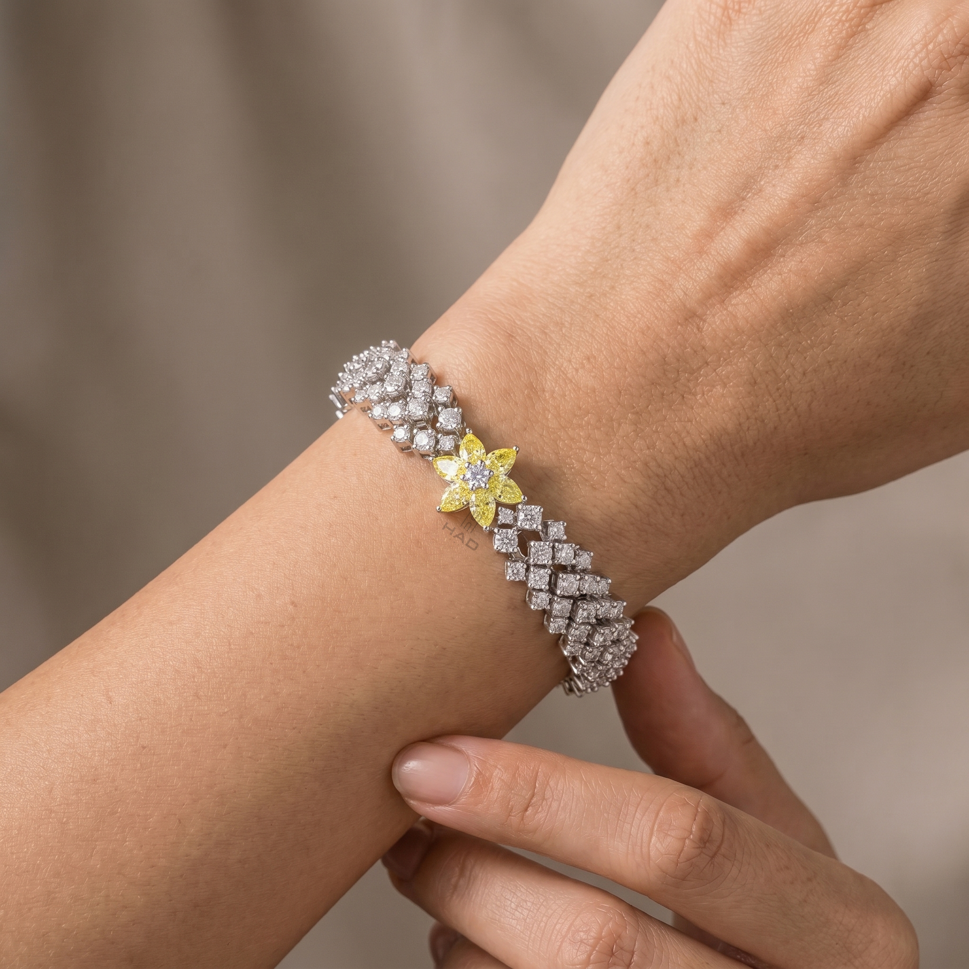 Round & Pear Cut Unique Style Bracelet