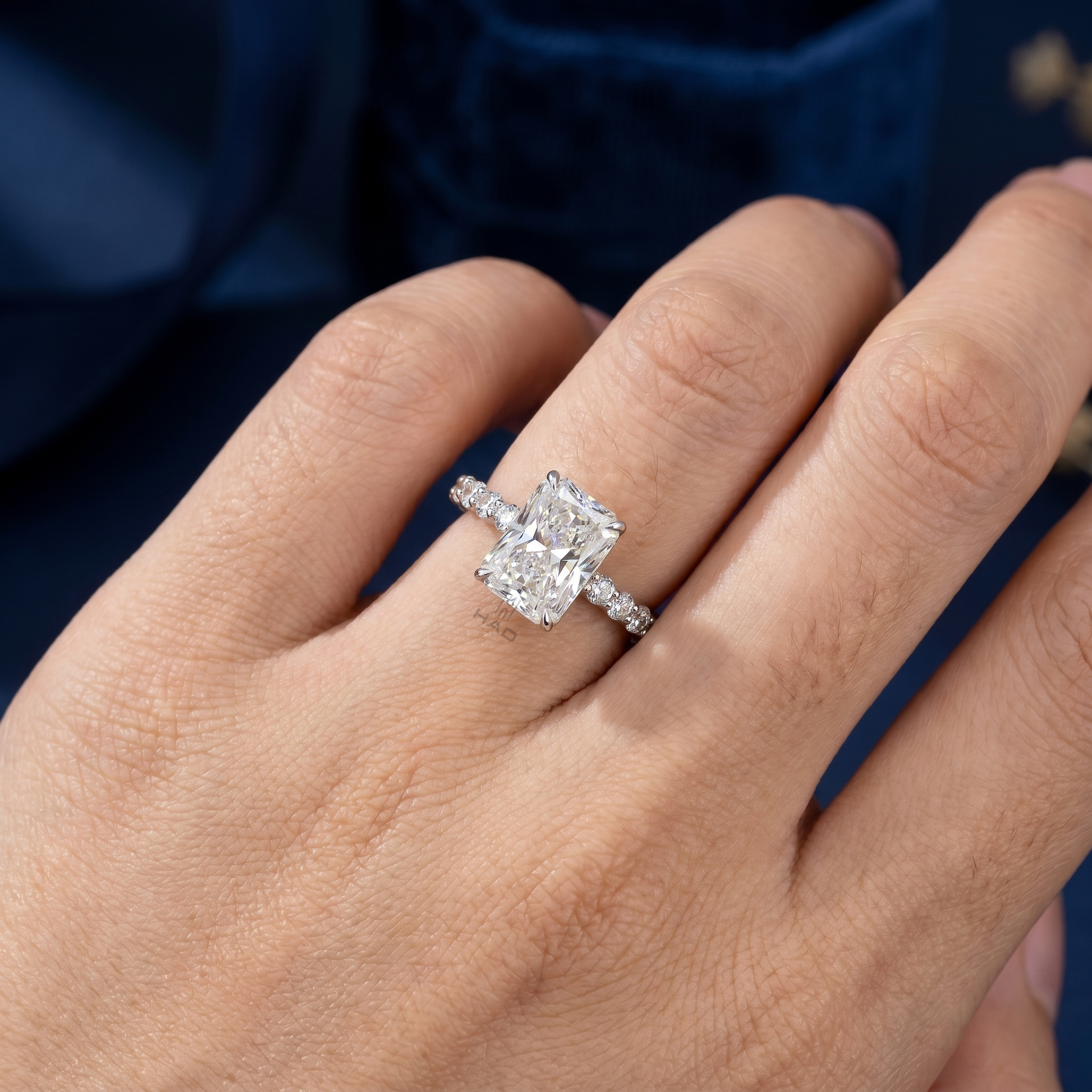 Radiant Cut Pave Style Engagement Ring