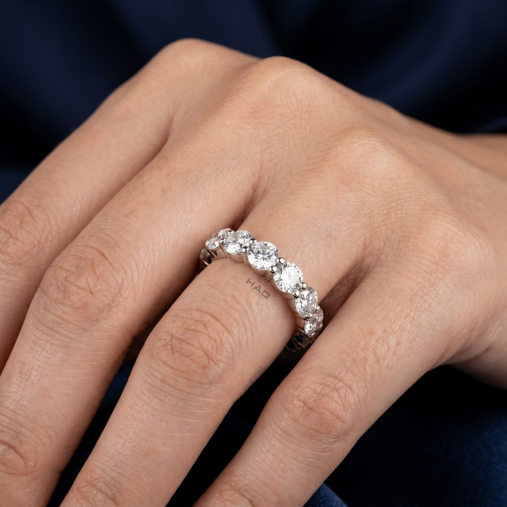 Round Cut Full Eternity Wedding Band