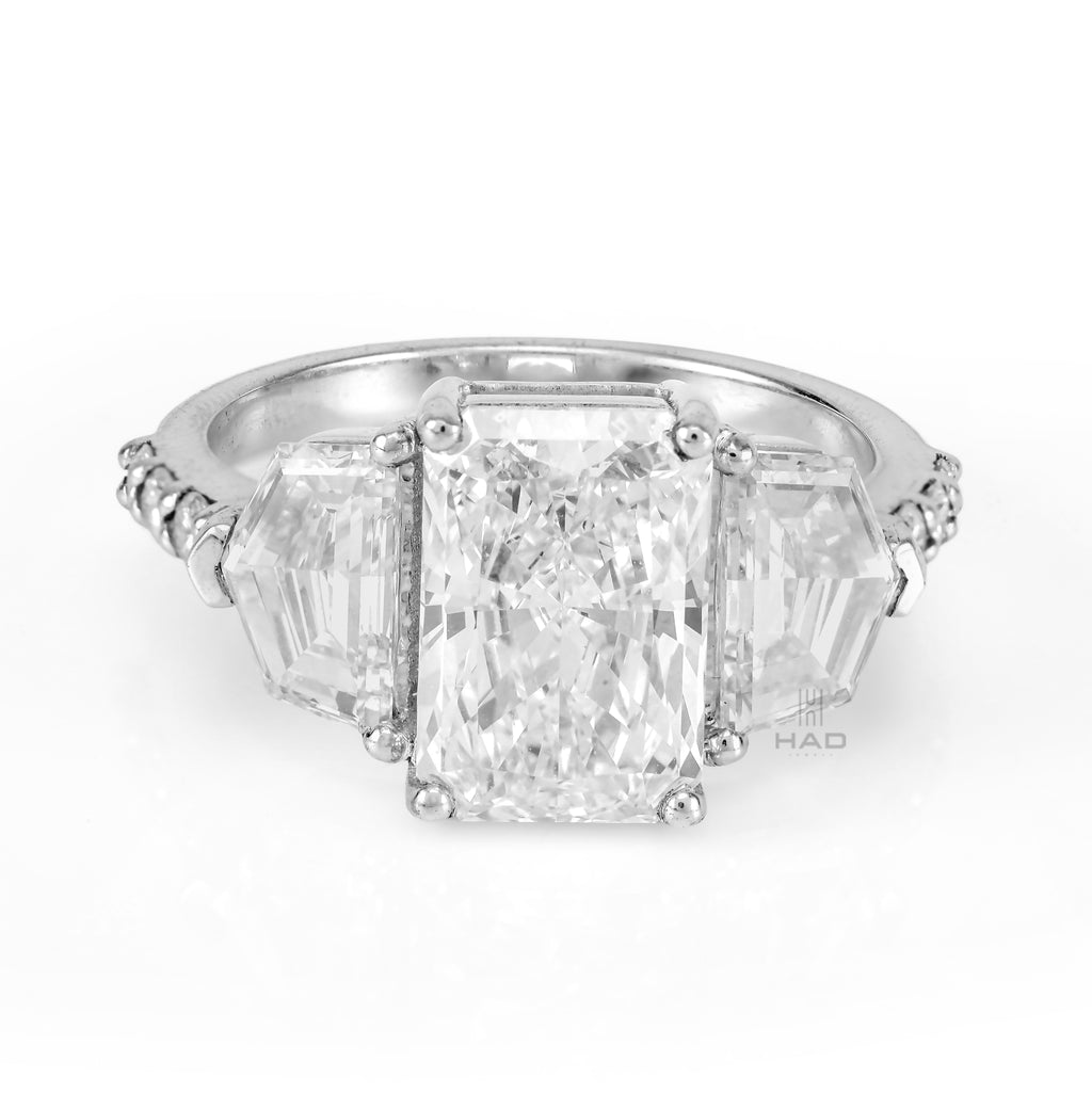 Radiant Cut Three Stone Style Engagement Ring
