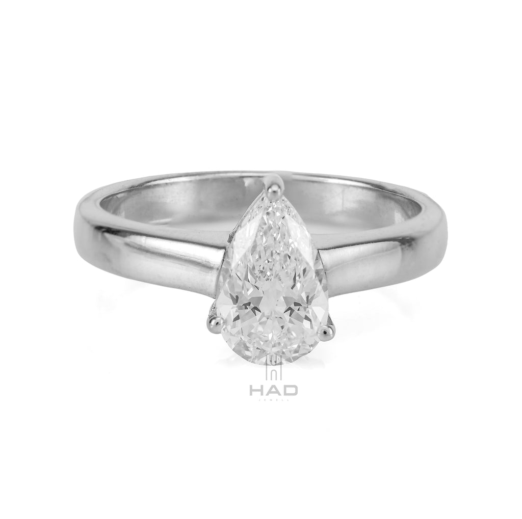 Pear Cut Solitaire Style Engagement Ring