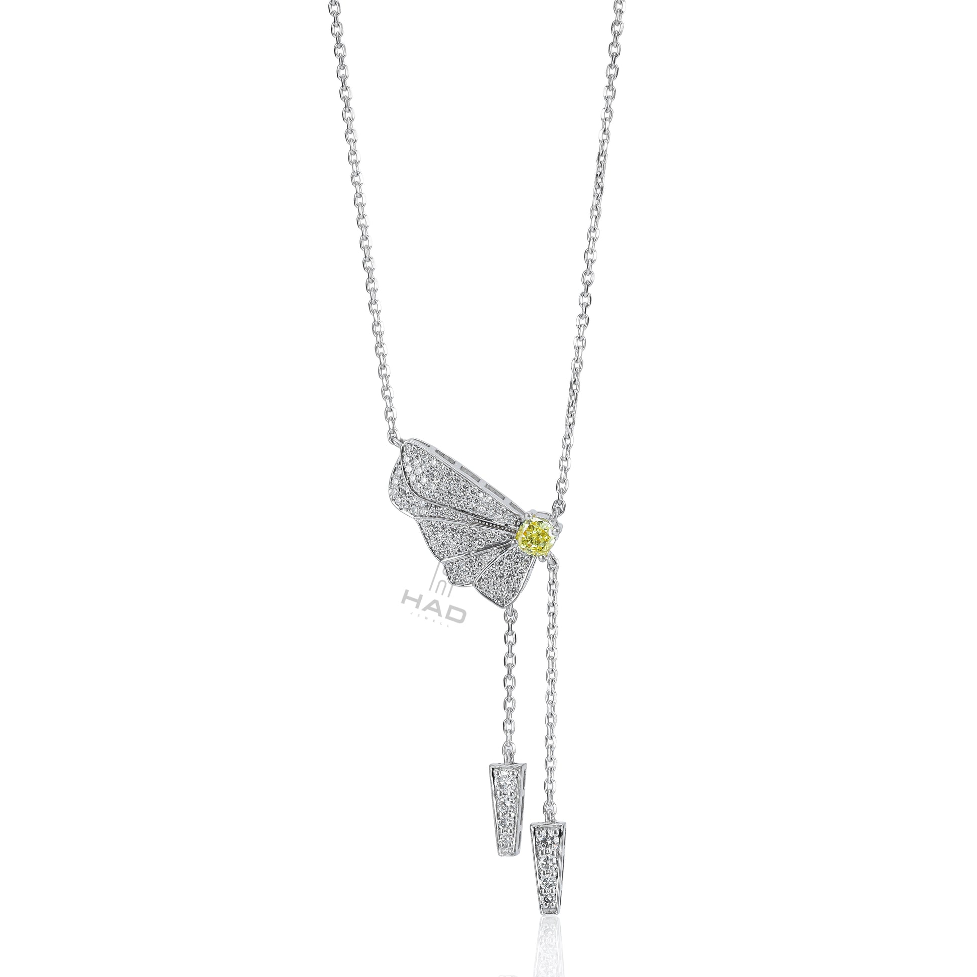Yellow Cushion Diamond Pendant with Chain Necklace