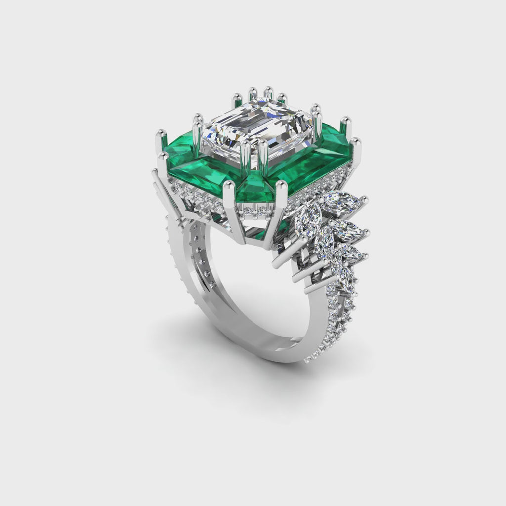 Emerald Cut Vintage Style Engagement Ring