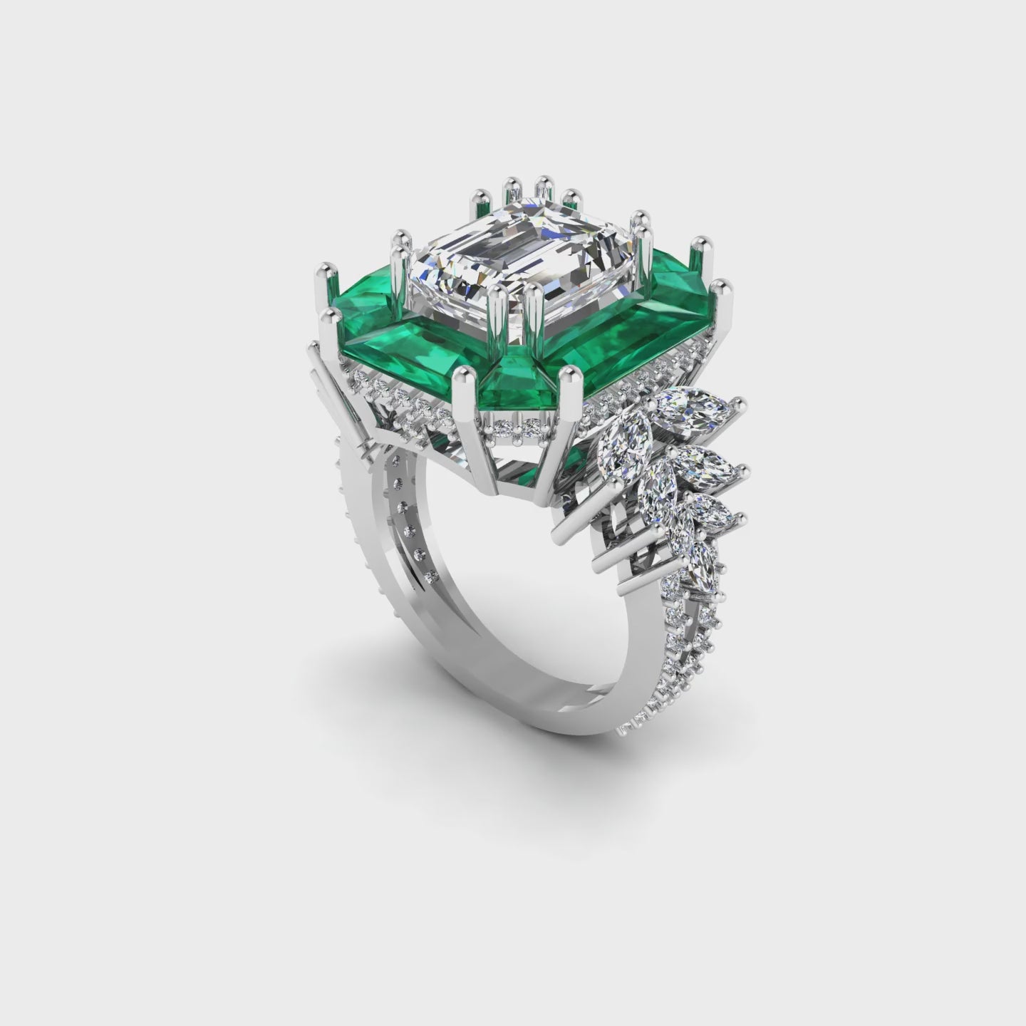 Emerald Cut Vintage Style Engagement Ring